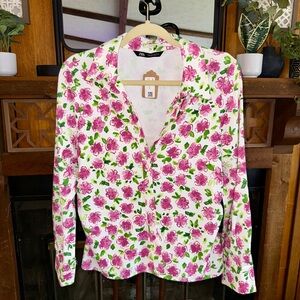 Zara Pink and Green Floral Top